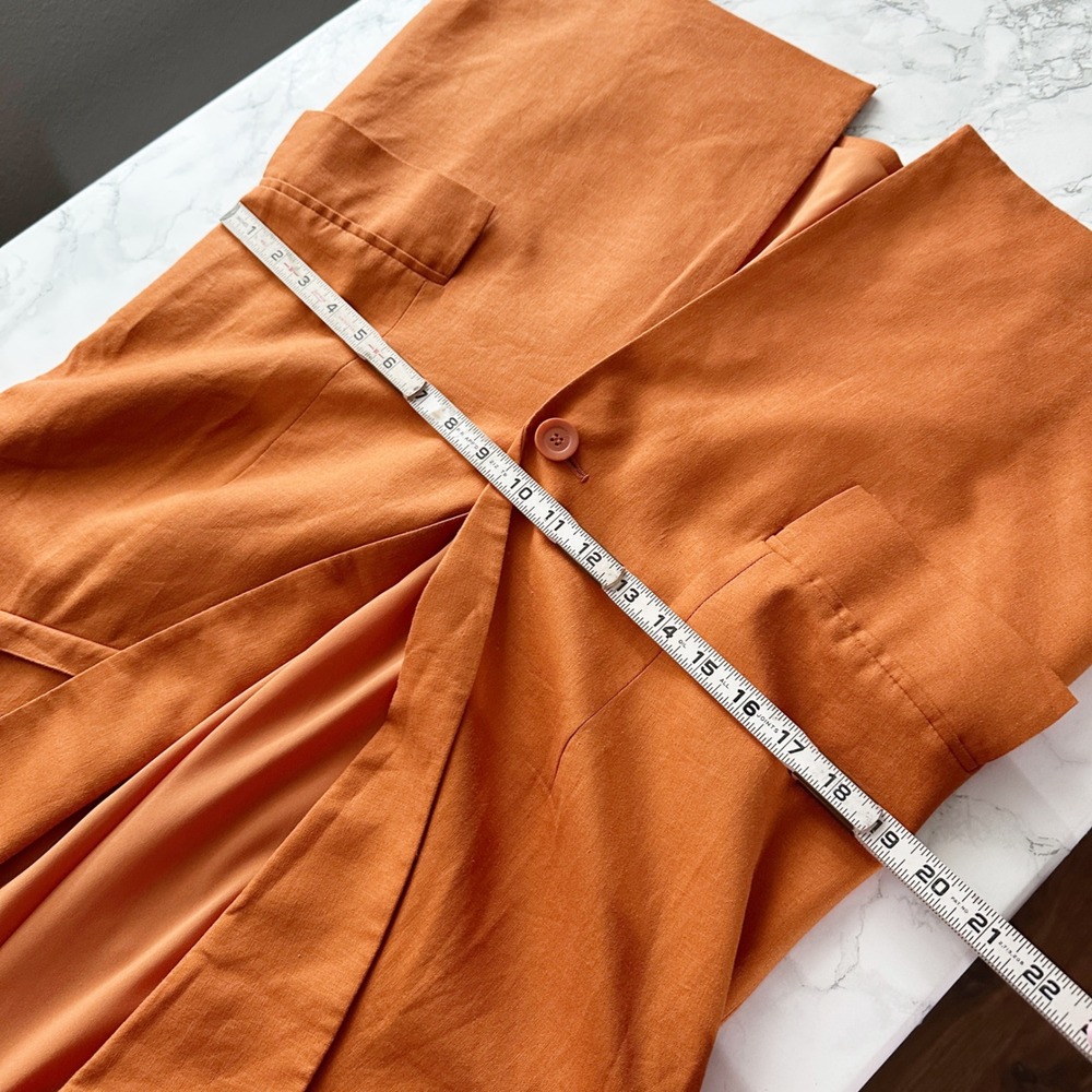 Open Edit Linen Burnt Orange Single Button Oversize Blazer Women's Size Small - Picture 11 of 13